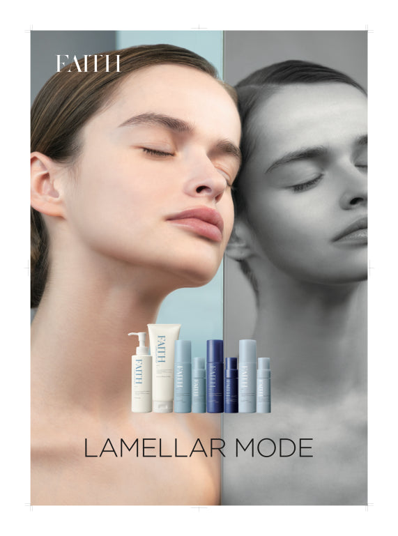 Faith skincare products with a woman&